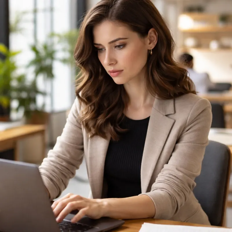 Lilly Fedas reviewing financial strategy in a candid setting