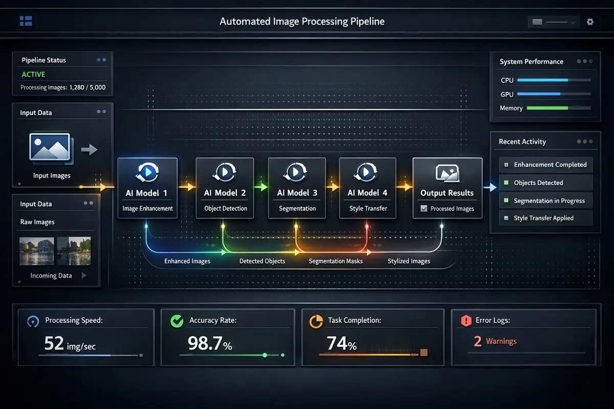 Batch generation output gallery showing branded content produced across multiple style variations