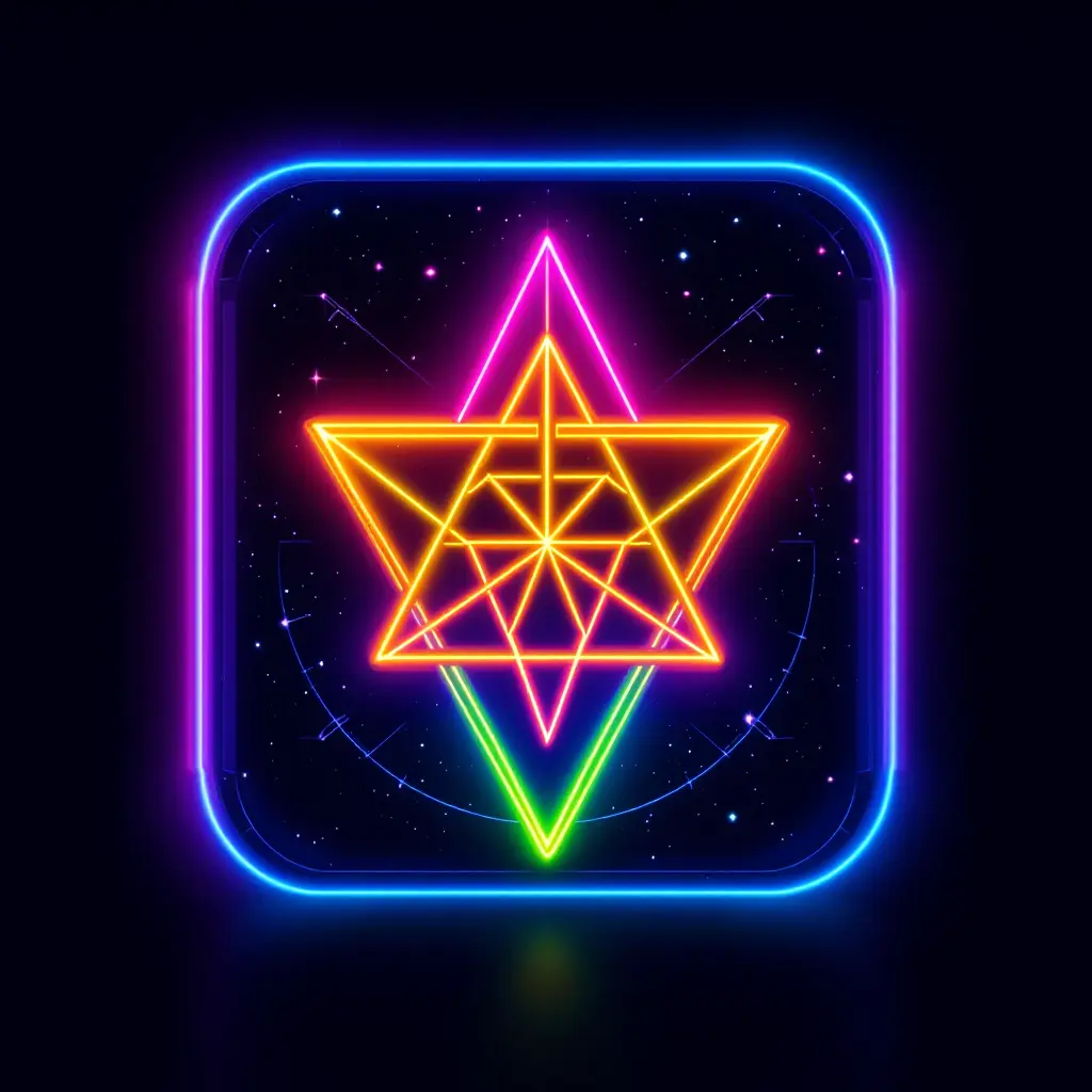 SpiritAtlas app icon featuring sacred geometry and cosmic design elements